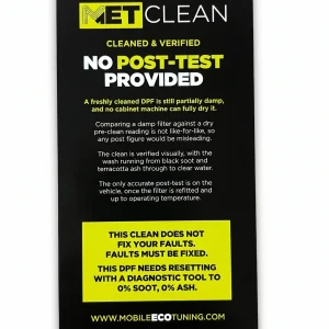 Alternative view of METClean DPF clean record card