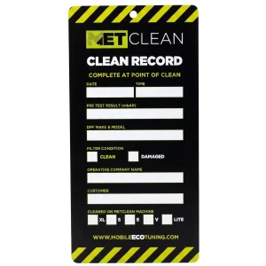 METClean DPF clean record card